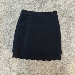 Black Scalloped Mini Pencil Skirt